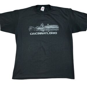 90s Vintage Single Stitch Cincinnati Ohio Skyline Faded Retro Shirt XXL